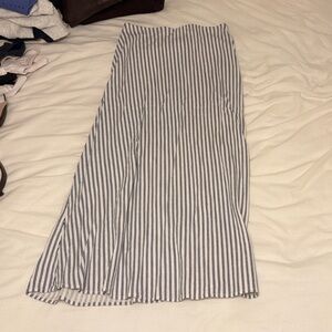 Blue and White Striped Maxi Skirt